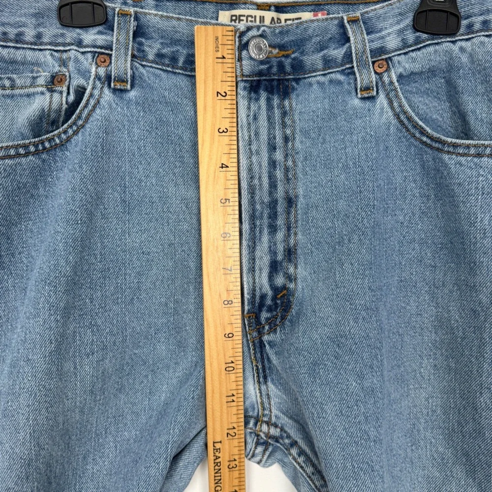 Levis 505 Regular Fit Mens Jeans W38 L30 Light Wash Blue Straight Leg Cotton
